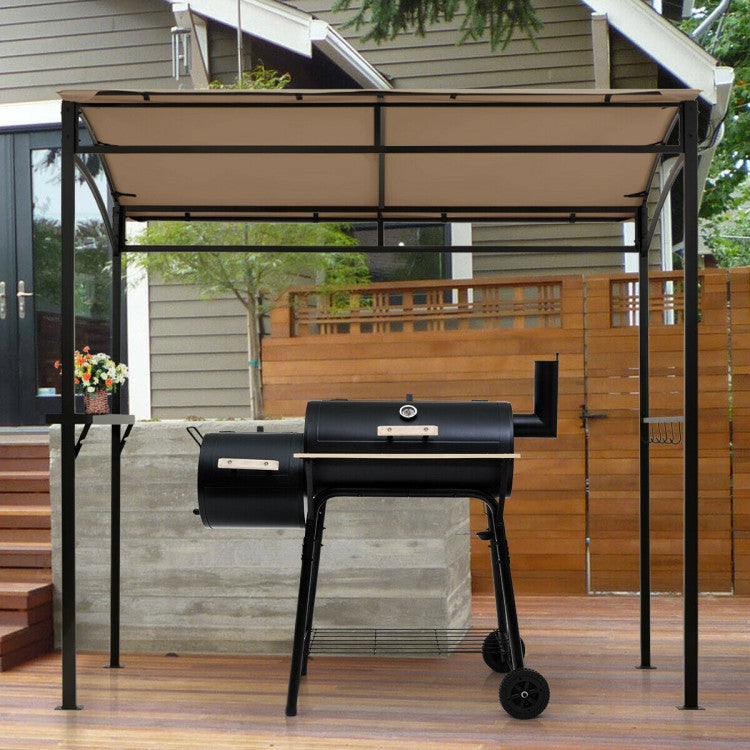 7 Feet Grill Gazebo Canopy with Serving Shelf and Storage Hooks