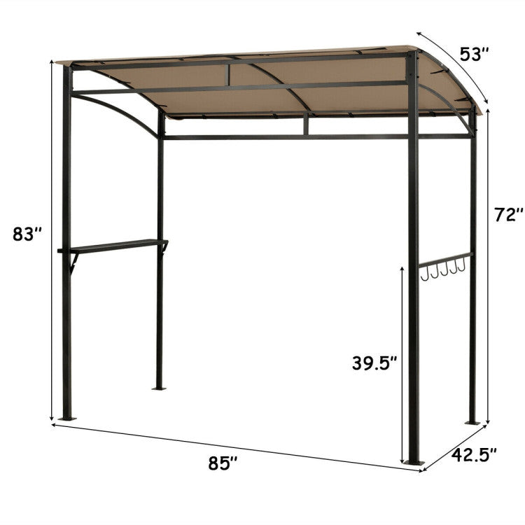 7 Feet Grill Gazebo Canopy with Serving Shelf and Storage Hooks