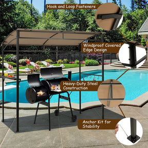 7 Feet Grill Gazebo Canopy with Serving Shelf and Storage Hooks