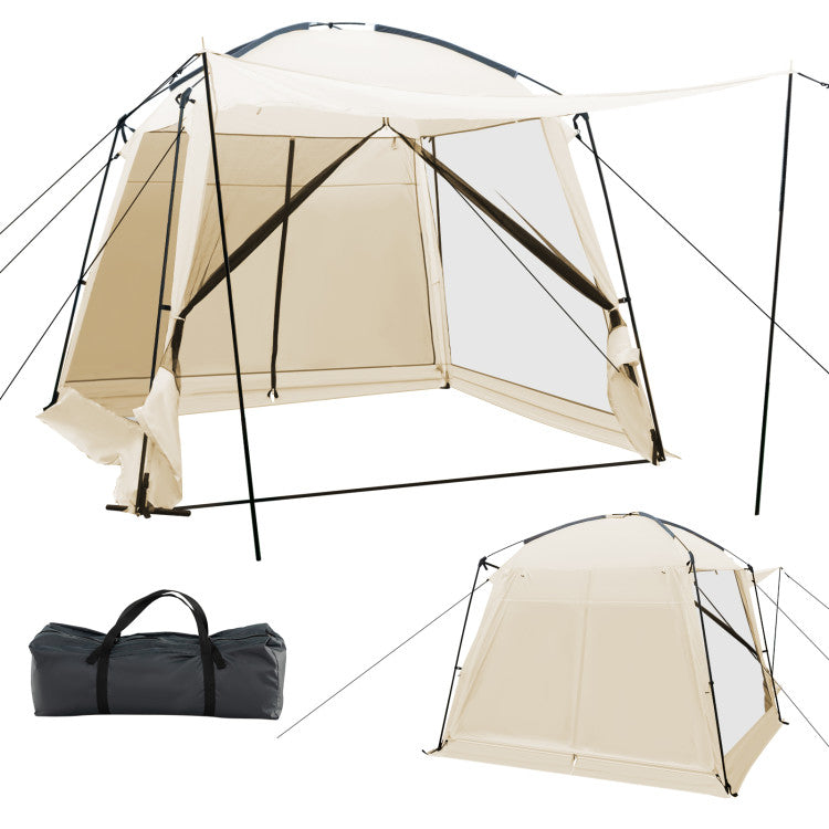 8-10 Person 10 x 10 Feet Panoramic Views Screened Canopy Tent with Vestibule and Zippered Door