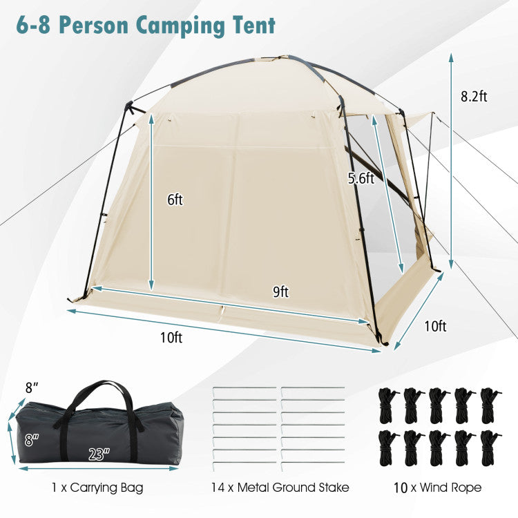 8-10 Person 10 x 10 Feet Panoramic Views Screened Canopy Tent with Vestibule and Zippered Door