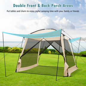 8-10 Person 10 x 10 Feet Panoramic Views Screened Canopy Tent with Vestibule and Zippered Door