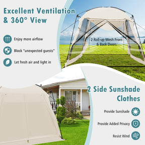 8-10 Person 10 x 10 Feet Panoramic Views Screened Canopy Tent with Vestibule and Zippered Door