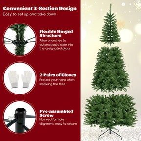 Hikidspace 8 FT Corner Artificial Christmas Tree with 1137 Branch Tips and 360 Warm White LED Lights