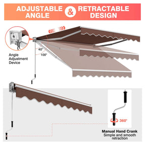 8 x 6.6 Feet Patio Retractable Awning for Balcony with Manual Crank Handle