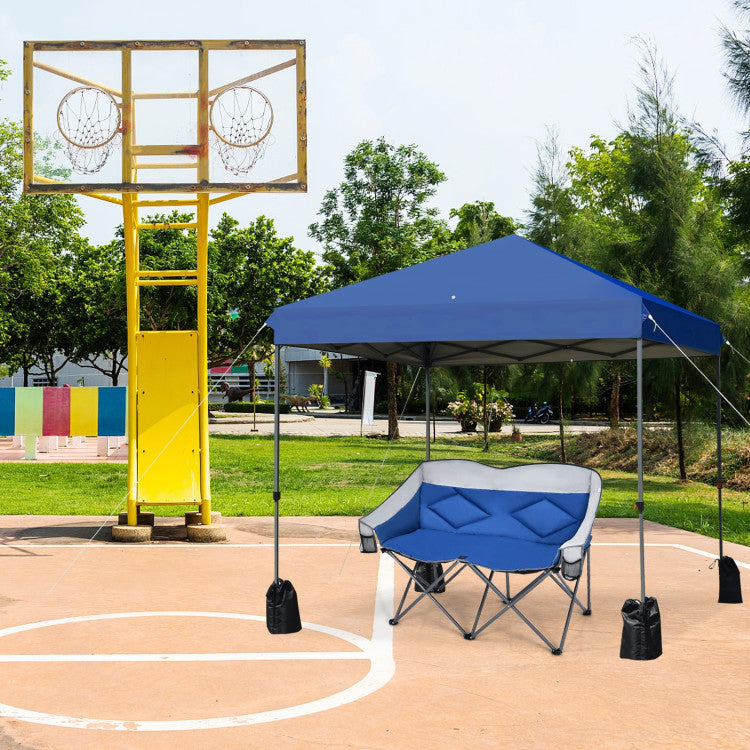 8 x 8 Feet Outdoor Pop-up Canopy Tent with Portable Roller Bag and Sand Bags