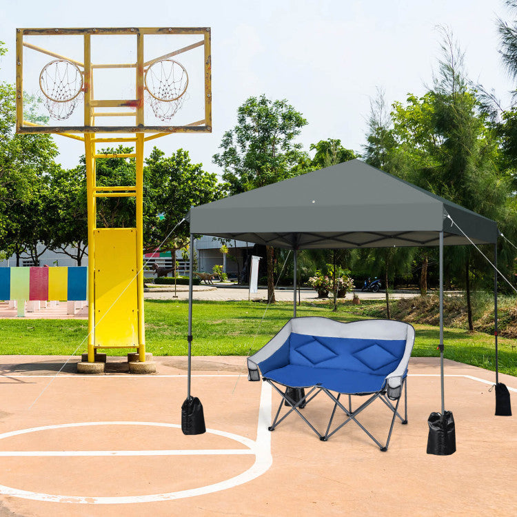 8 x 8 Feet Outdoor Pop-up Canopy Tent with Portable Roller Bag and Sand Bags