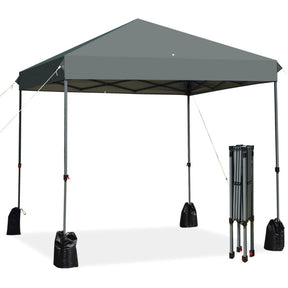 8 x 8 Feet Outdoor Pop-up Canopy Tent with Portable Roller Bag and Sand Bags