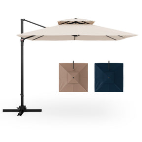 9.5 Feet Cantilever Patio Umbrella with 360° Rotation and Double Top