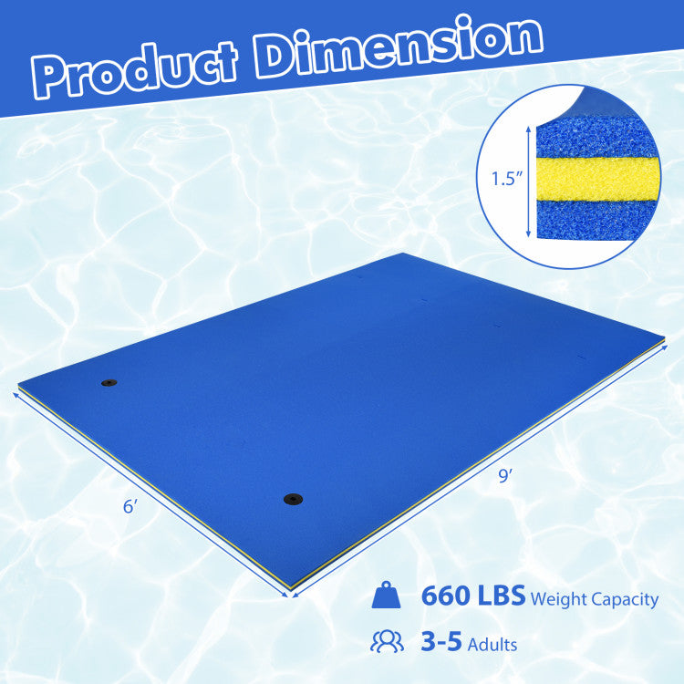 9 x 6 feet 3 Layer Foam Water Pad Floating Mat for Water Park and Lake