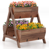 A-Shaped Raised Garden Bed with 3 Wooden Planter Boxes for Balcony and Greenhouse