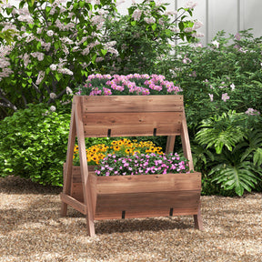 A-Shaped Raised Garden Bed with 3 Wooden Planter Boxes for Balcony and Greenhouse