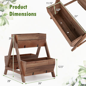 A-Shaped Raised Garden Bed with 3 Wooden Planter Boxes for Balcony and Greenhouse