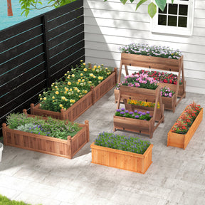 A-Shaped Raised Garden Bed with 3 Wooden Planter Boxes for Balcony and Greenhouse