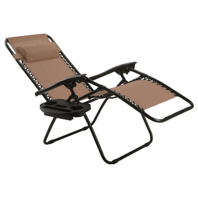 Adjustable Folding Zero Gravity Reclining Lounge Chair with Headrest and Cup Holder