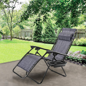 Adjustable Folding Zero Gravity Reclining Lounge Chair with Headrest and Cup Holder