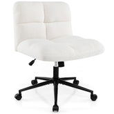 Adjustable Height Cross Legged Chair with Wheels and Padded Seat for Bedroom Study Office