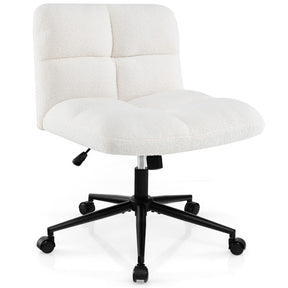 Adjustable Height Cross Legged Chair with Wheels and Padded Seat for Bedroom Study Office