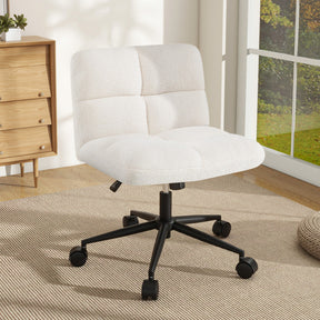 Adjustable Height Cross Legged Chair with Wheels and Padded Seat for Bedroom Study Office