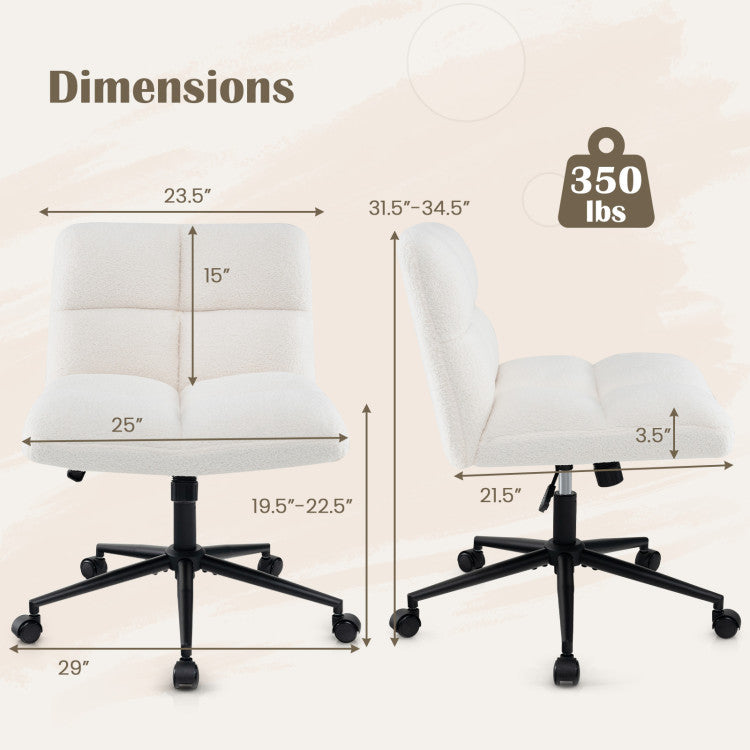 Adjustable Height Cross Legged Chair with Wheels and Padded Seat for Bedroom Study Office