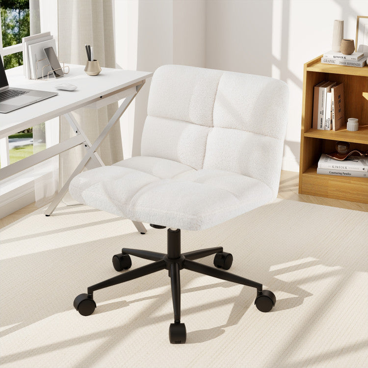 Adjustable Height Cross Legged Chair with Wheels and Padded Seat for Bedroom Study Office