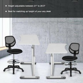 Adjustable Height Drafting Office Chair with Mid Back Mesh and Ergonomic Lumbar Support