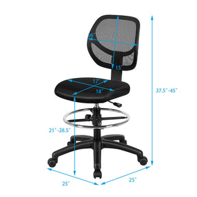 Adjustable Height Drafting Office Chair with Mid Back Mesh and Ergonomic Lumbar Support