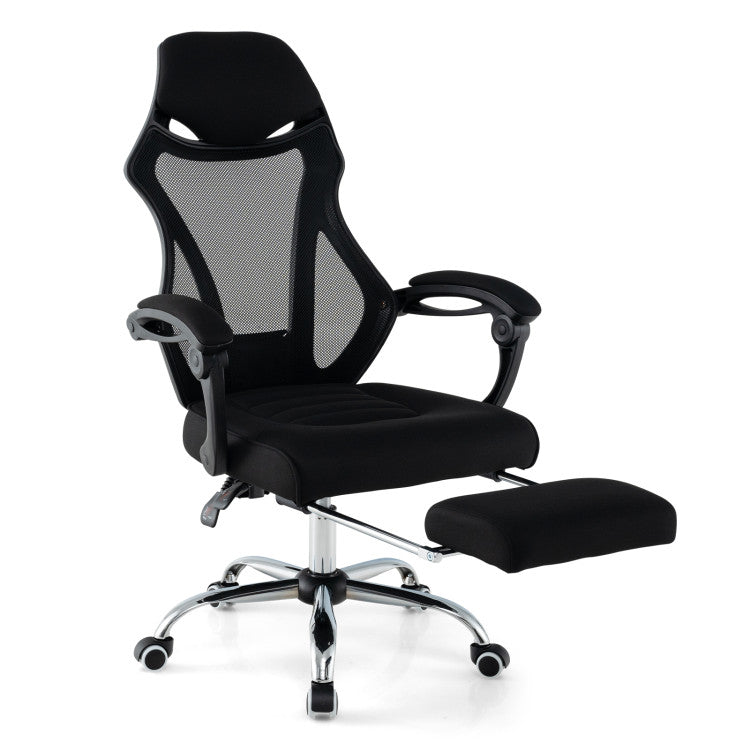 Adjustable Height Ergonomic Mesh Office Chair Gaming Chair with Footrest and Tilting Backrest