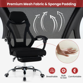 Adjustable Height Ergonomic Mesh Office Chair Gaming Chair with Footrest and Tilting Backrest