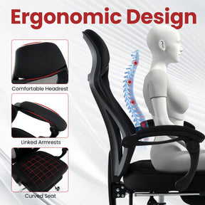 Adjustable Height Ergonomic Mesh Office Chair Gaming Chair with Footrest and Tilting Backrest