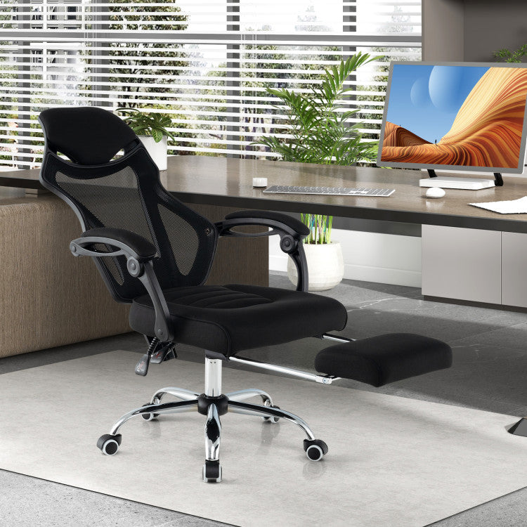 Adjustable Height Ergonomic Mesh Office Chair Gaming Chair with Footrest and Tilting Backrest