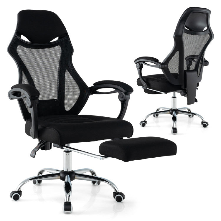 Adjustable Height Ergonomic Mesh Office Chair Gaming Chair with Footrest and Tilting Backrest