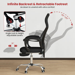 Adjustable Height Ergonomic Mesh Office Chair Gaming Chair with Footrest and Tilting Backrest