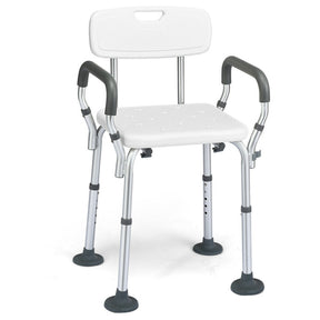 Adjustable Heights Shower Chair Spa Bathtub with Removable Armrests and Back