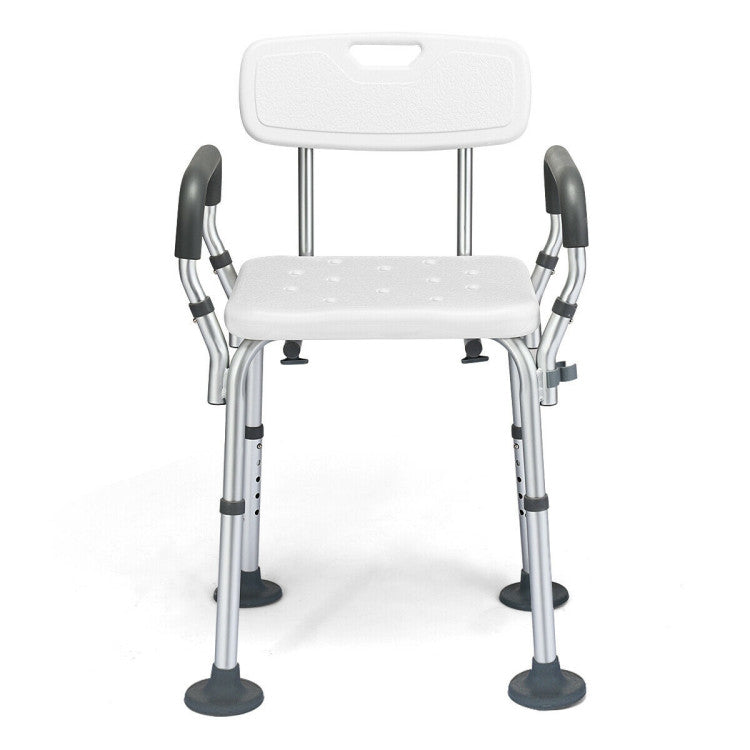 Adjustable Heights Shower Chair Spa Bathtub with Removable Armrests and Back