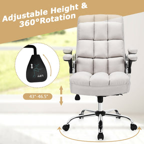 Adjustable Swivel Office Chair with High Back and Flip-up Arm for Home and Office