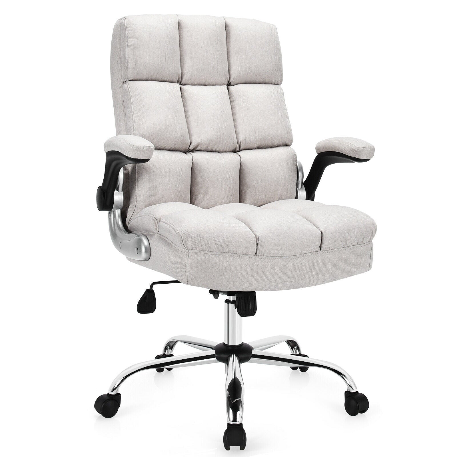 Adjustable Swivel Office Chair with High Back and Flip-up Arm for Home and Office