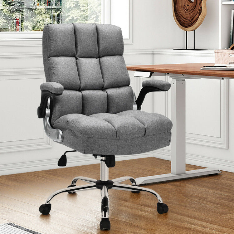 Adjustable Swivel Office Chair with High Back and Flip-up Arm for Home and Office