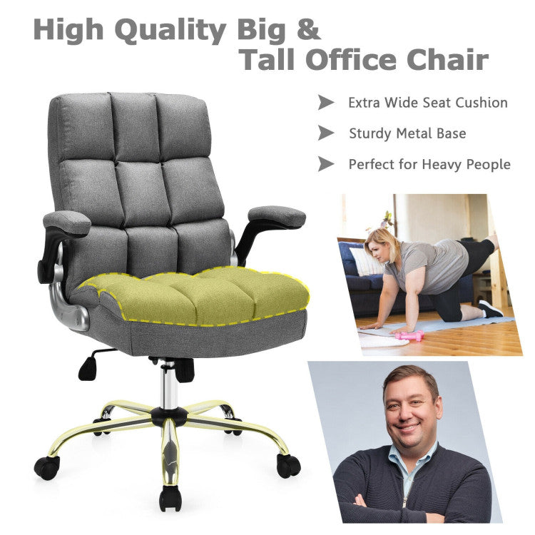 Adjustable Swivel Office Chair with High Back and Flip-up Arm for Home and Office