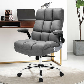 Adjustable Swivel Office Chair with High Back and Flip-up Arm for Home and Office