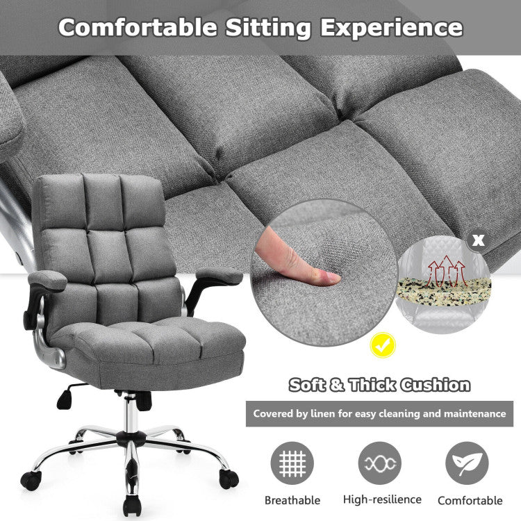 Adjustable Swivel Office Chair with High Back and Flip-up Arm for Home and Office