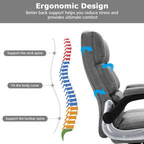 Adjustable Swivel Office Chair with High Back and Flip-up Arm for Home and Office