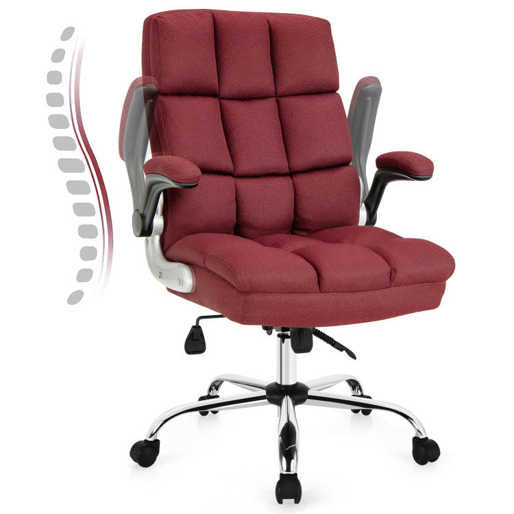 Adjustable Swivel Office Chair with High Back and Flip-up Arm for Home and Office