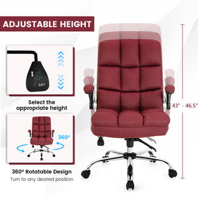 Adjustable Swivel Office Chair with High Back and Flip-up Arm for Home and Office