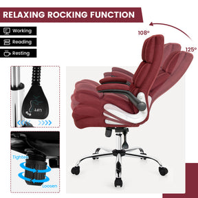 Adjustable Swivel Office Chair with High Back and Flip-up Arm for Home and Office