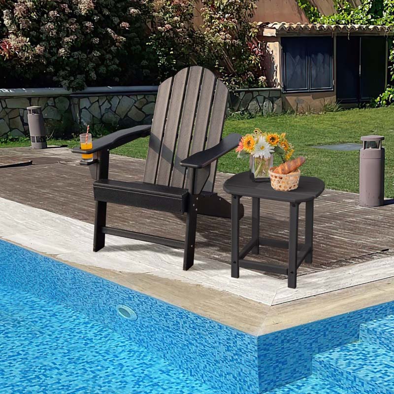 All-Weather HDPE Adirondack Chair with Cup Holder, Outdoor Patio Adirondack Chair, Fire Pit Chair for Porch Garden Poolside Beach