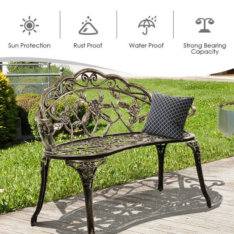 Aluminum Outdoor Patio Garden Bench Chair Loveseat Cast