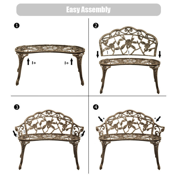 Aluminum Outdoor Patio Garden Bench Chair Loveseat Cast