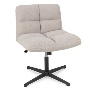 Armless Office Chair Cross Legged with Imitation Lamb Fleece and Adjustable Height