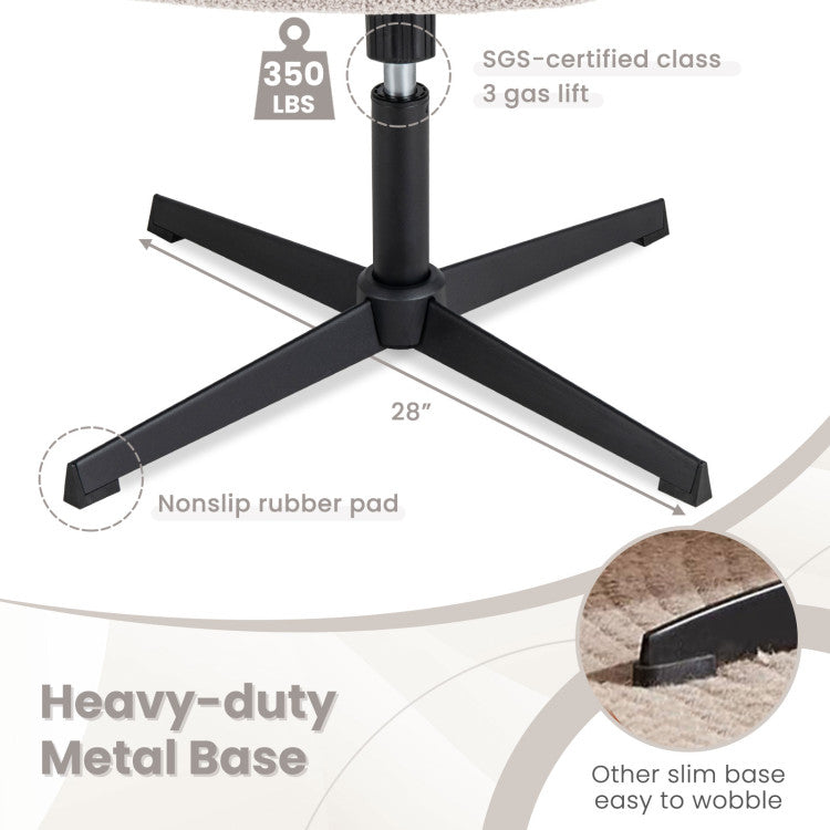 Armless Office Chair Cross Legged with Imitation Lamb Fleece and Adjustable Height